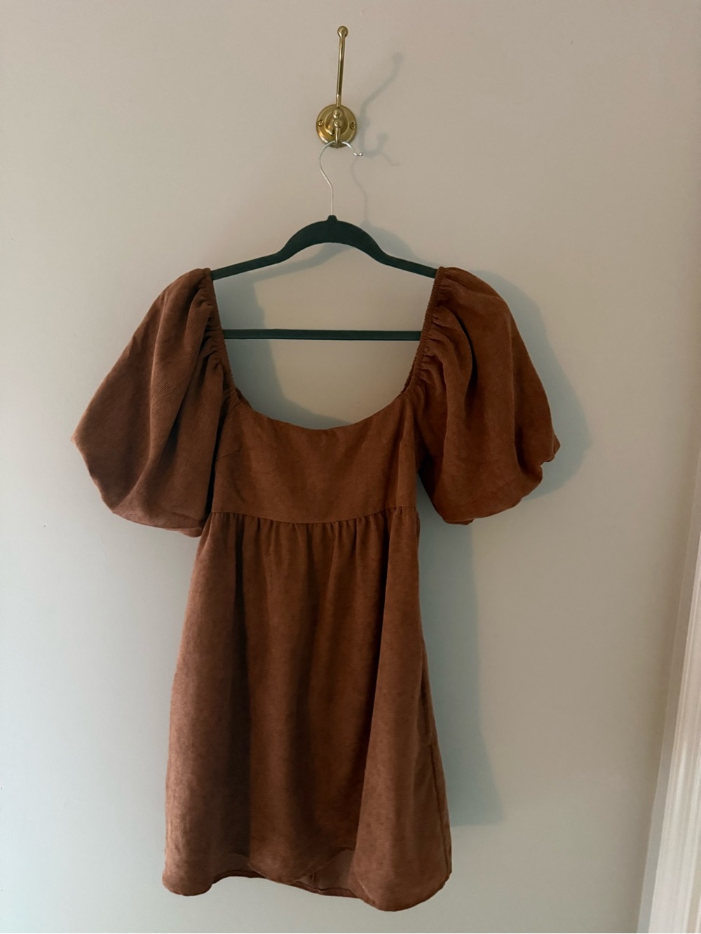Francesca's Corduroy Puff Sleeve Mini Dress